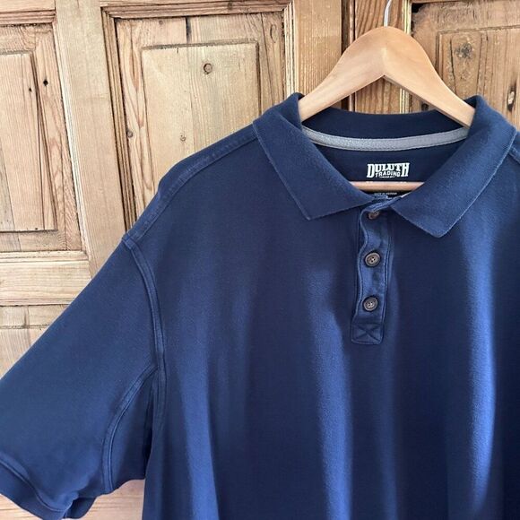 Men Duluth Trading Company 2XL‎ Navy Blue Polo Shirt Short Sleeve Collared - Picture 2 of 5